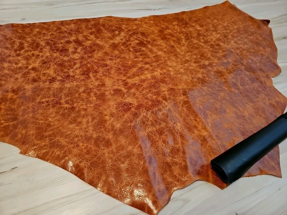 4oz BURNT ORANGE VINTAGE DISTRESSED D-SHOULDER LEATHER HIDE PANEL,SHEET 11+sq