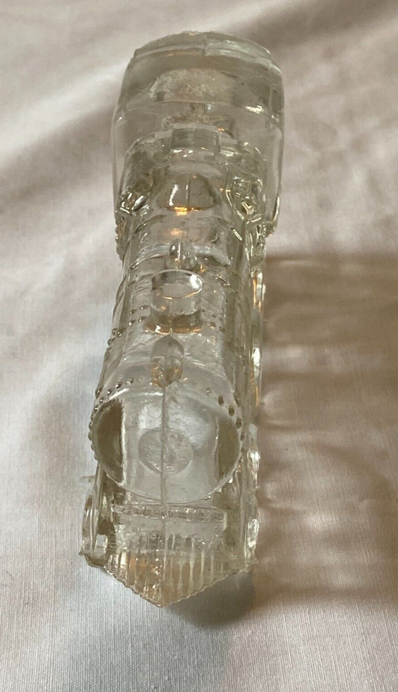 Cute Vintage 40s Clear Glass Train Engine 888 Candy Container