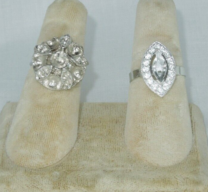 2 Ring Blanks Settings Cabochon Adjustable silver Plated Brass NEW 85V