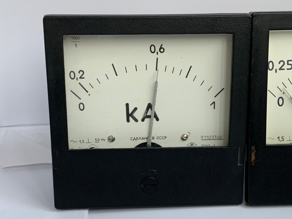 Vintage ammeter Soviet Voltmeter Industrial design Bakelite case 2pcs