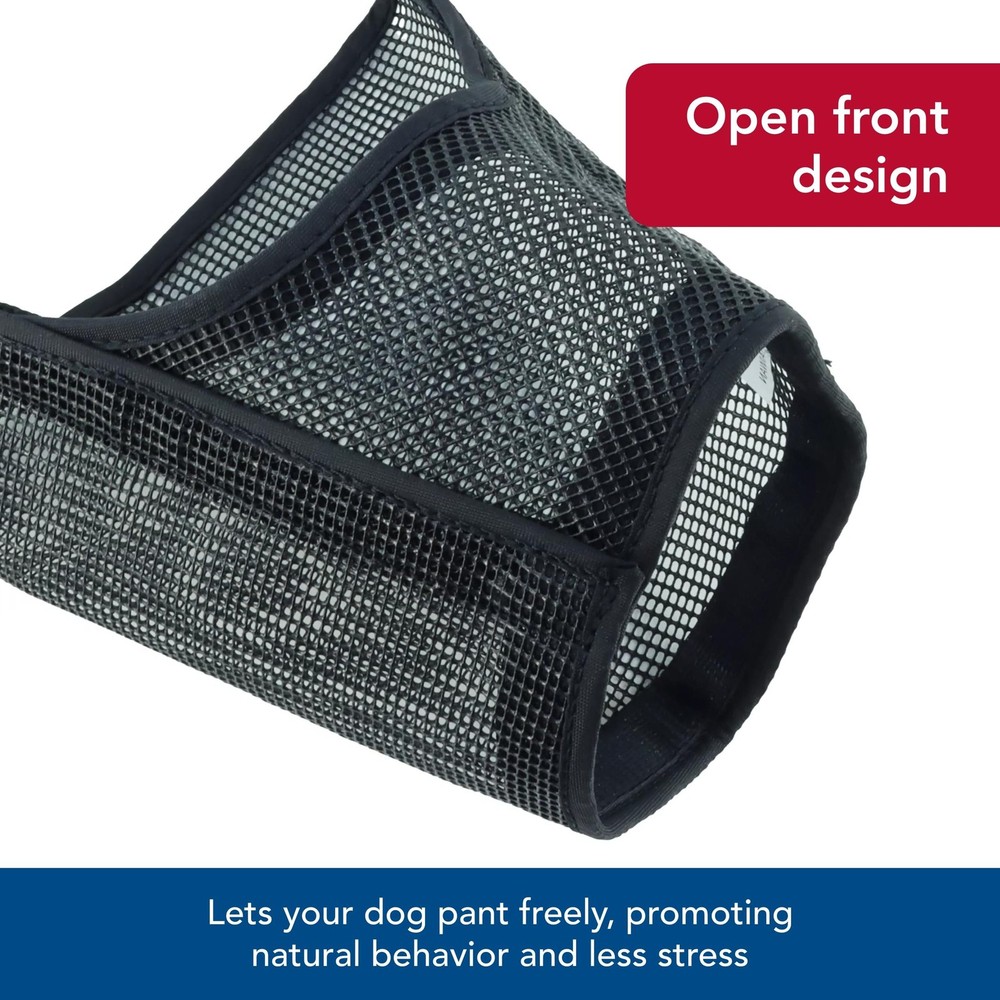 Coastal Pet Best Fit Adjustable Mesh Dog Muzzle/Open Front Design- Black, 4"