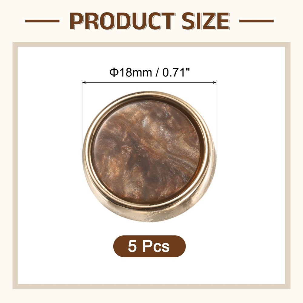5Pcs Round Button, 18mm/0.7" Resin Decorative Pattern Button, Dark Coffee