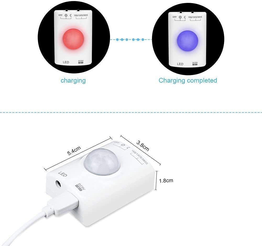 2-Pack Warm White Motion Sensor LED Strip Lights Rechargeable Closet Lights