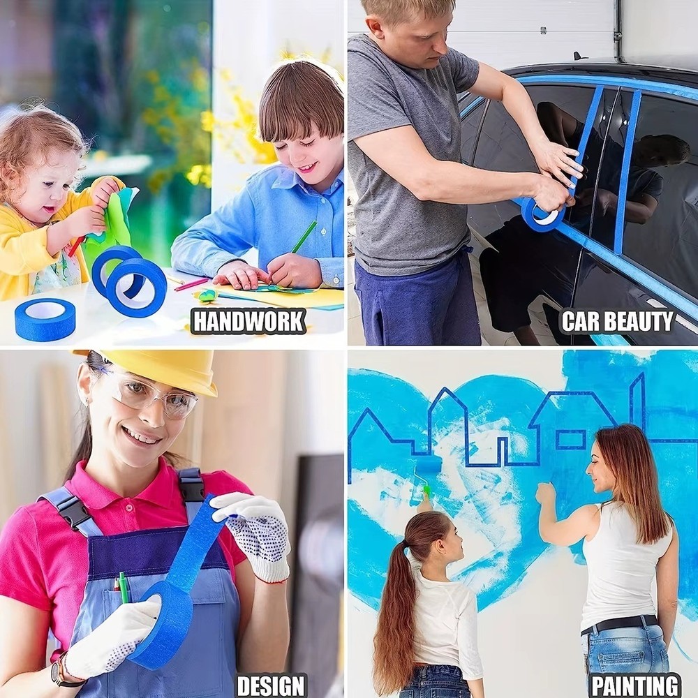 Blue Painters Masking Tape Multi Size Clean Release 4pcs Set