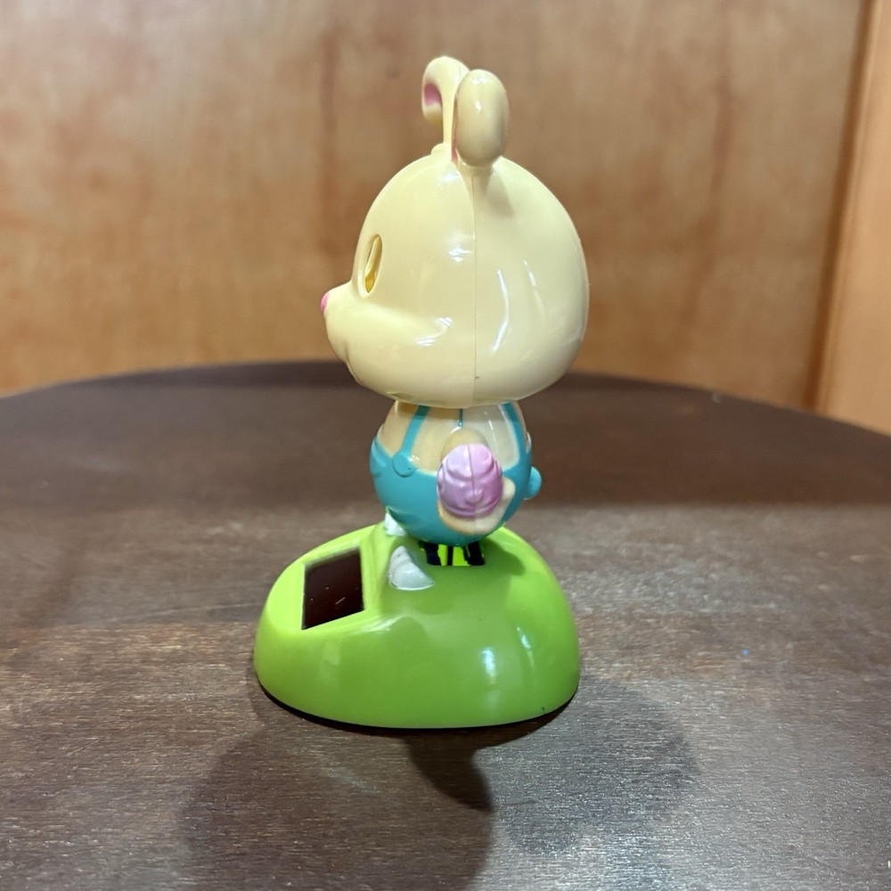 Solar Powered Dancing Bobblehead Figure Easter Bunny Tested Works