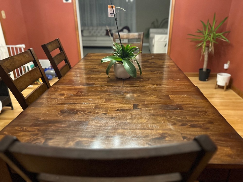 dining room set table 6 used w/ leaf
