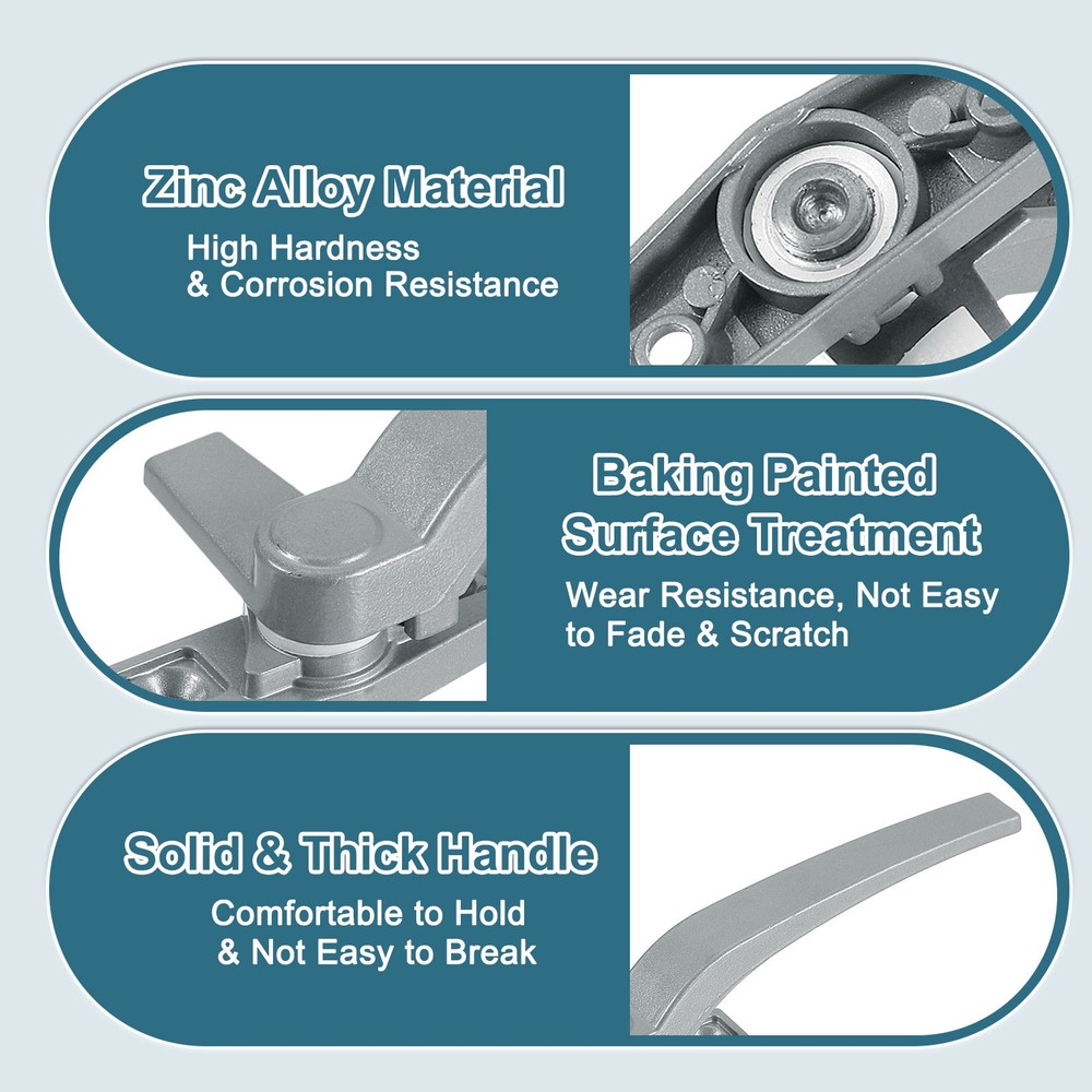Casement Window Locking Handle Right Hand for Windows Silver Gray