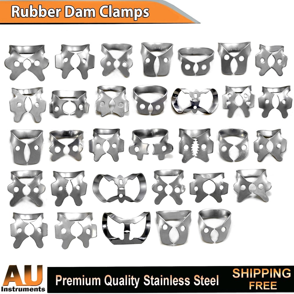 Rubber Dam Clamps Premolar Upper Lower Winged Dental Instruments