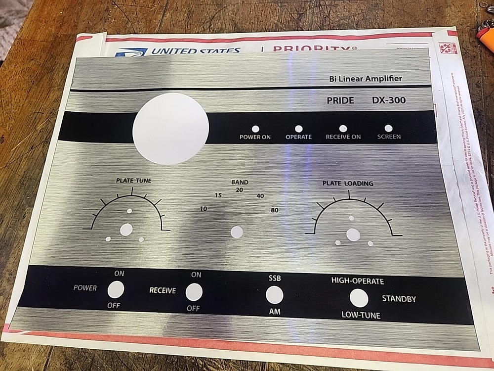 Pride Dx-300 Linear Amplifier Replacement Face Decal  Brushed Silver