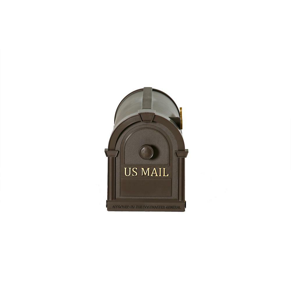 Decorative Mailbox Post-Mount Hampton Bronze Polypropylene Gold Lettering Flag