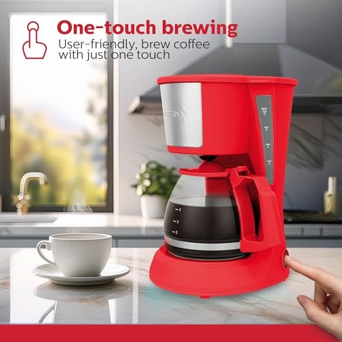 - Drip Coffee Maker - Convenient and User Friendly with Permanent 5 Cup Red