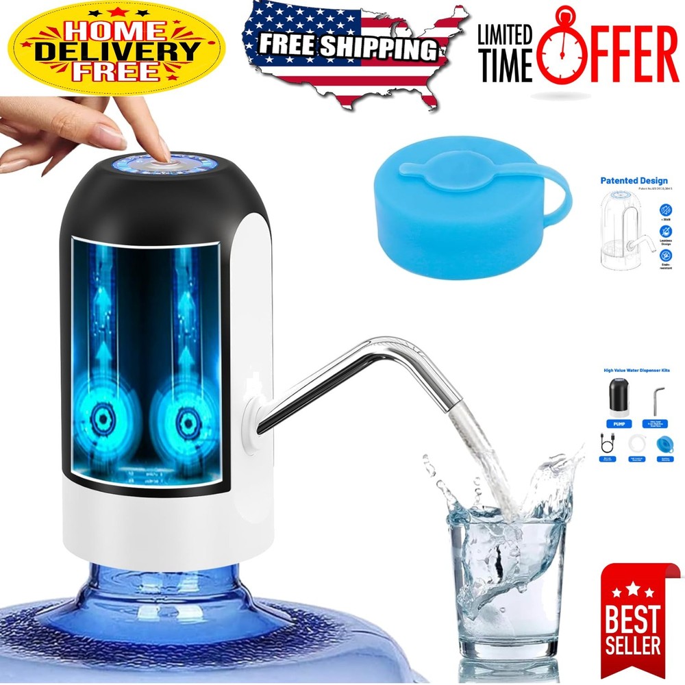 Compact Electric Water Jug Pump for Home & Camping - Easy One-Switch Operation