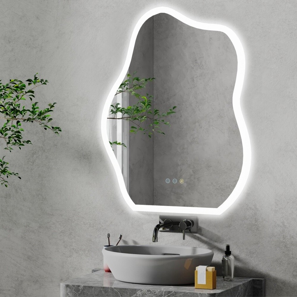 LUVODI Cloud Shape LED Bathroom Mirror Irregular Dimmable Wall Vanity Mirrors HD