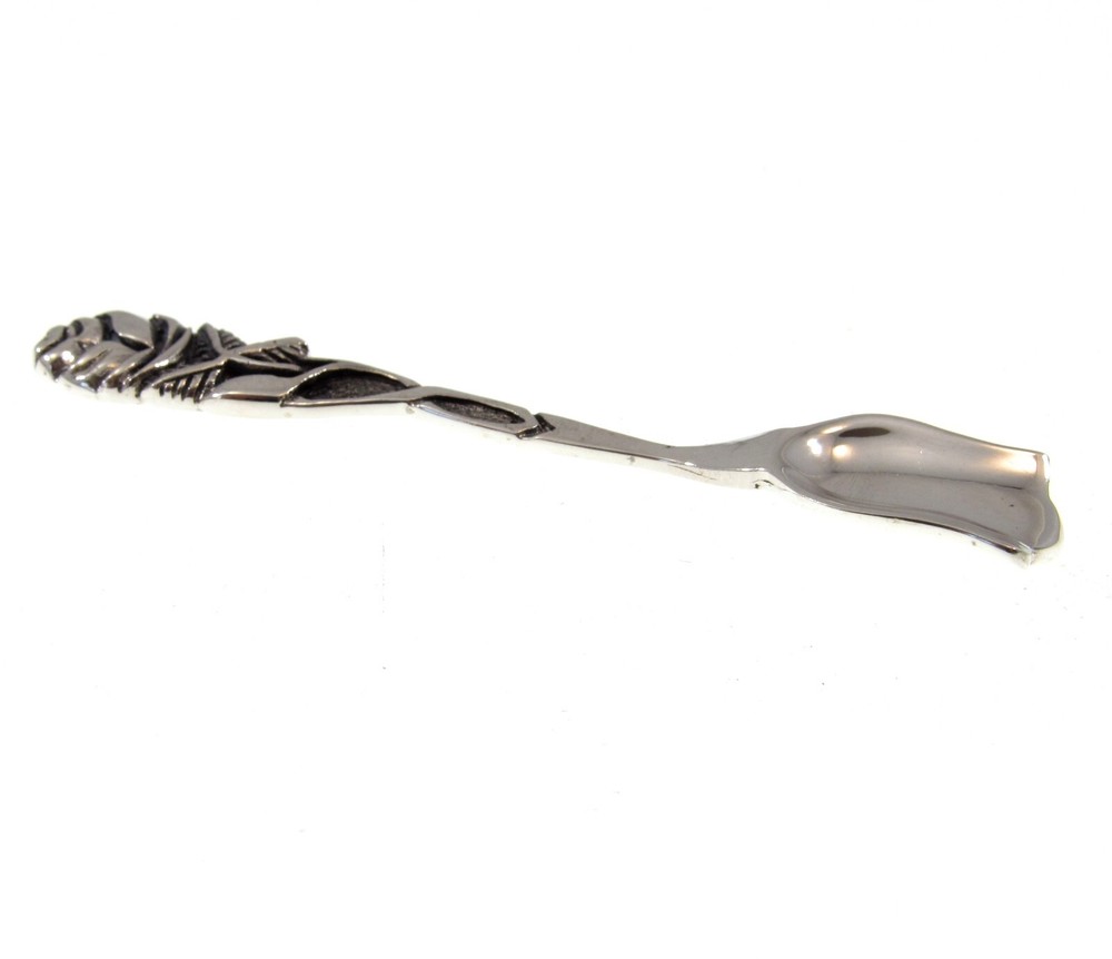 Handcrafted Solid 925 Sterling Silver Vining Rose Bush Salt Spoon Server Shovel