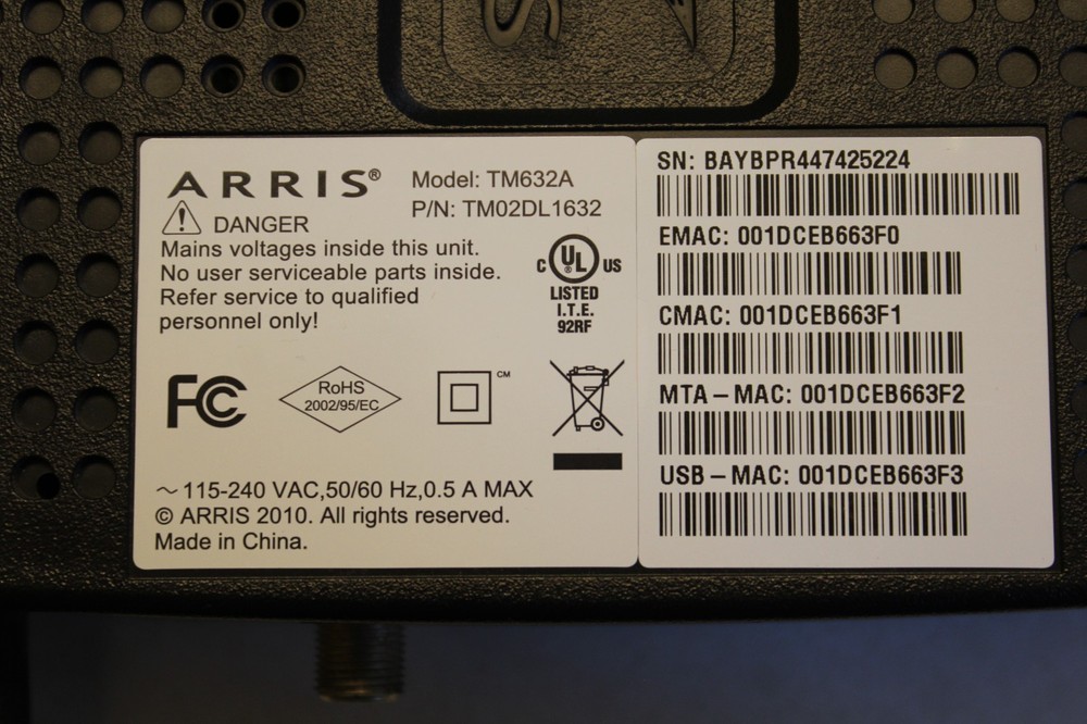 arris TM632A modem