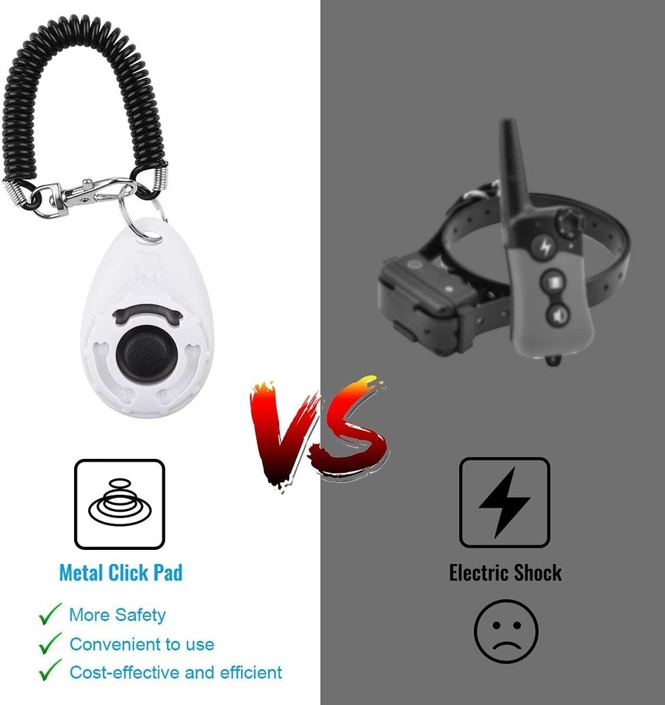Pet Training Clicker with Wrist Strap Dog Training Clickers (White+Black + Blue)