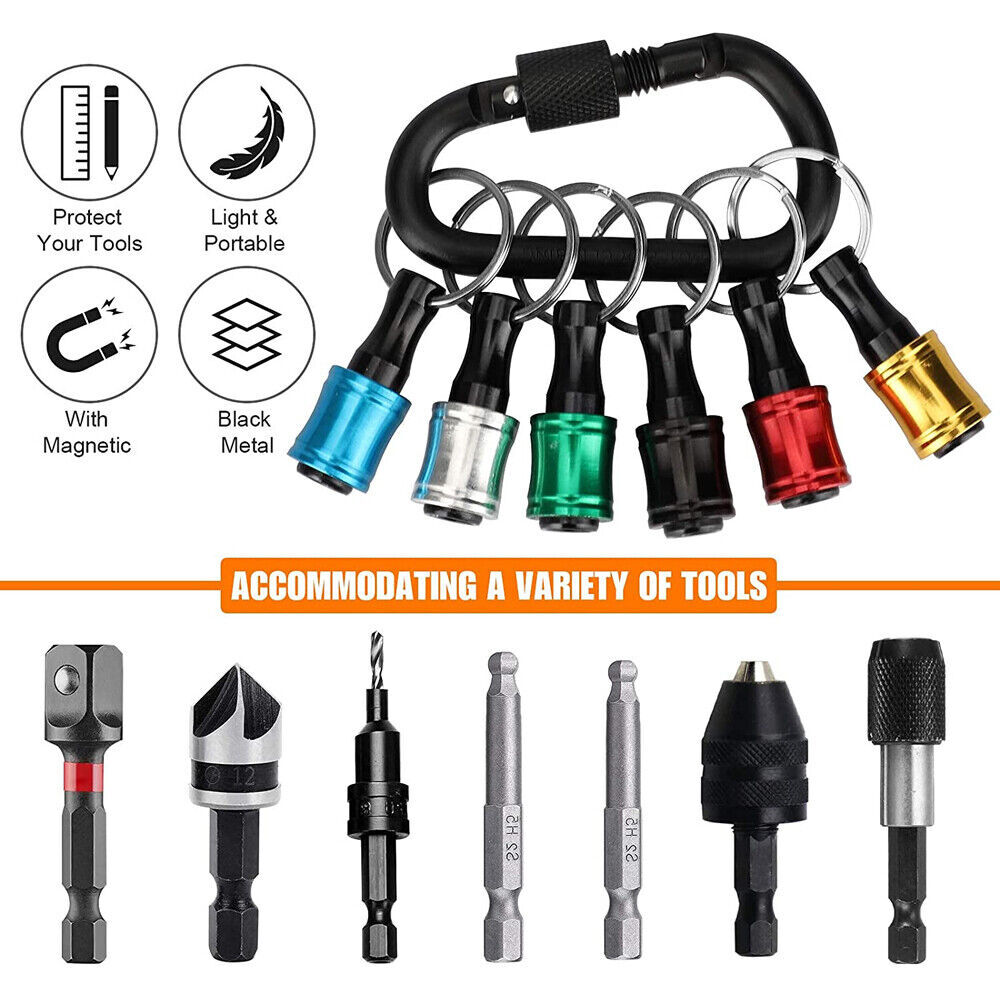 1/4" Hex Shank Quick Release Keychain Screwdriver Drill Bit Holder Bit Set LOTS
