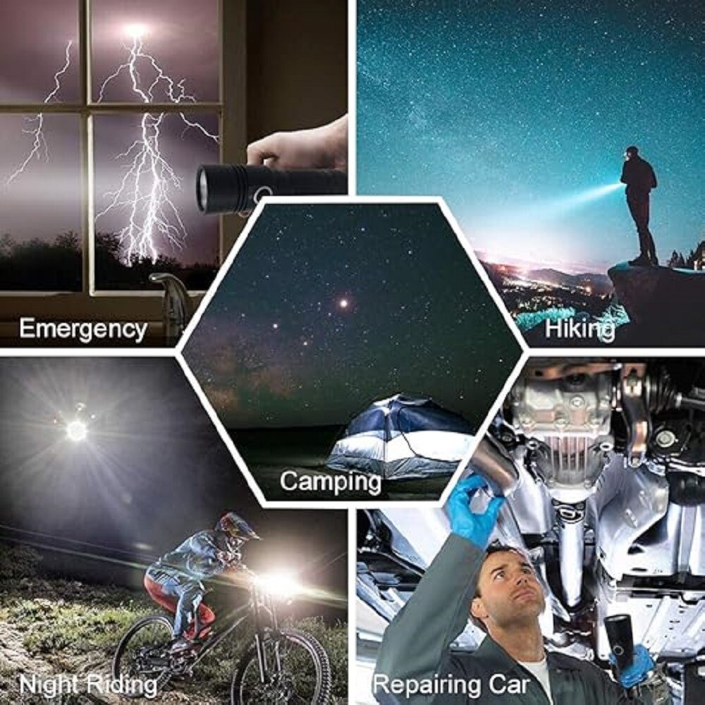 600 Lumen LED Flashlight USB C Rechargeable, IP65 Waterproof Handheld Flashlight