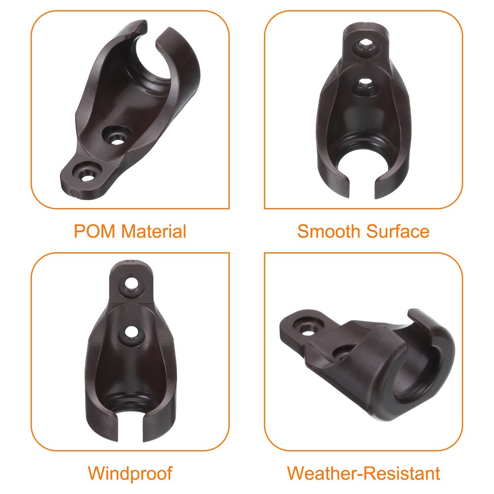 4 Pcs Bungee Receiver Brackets Plastic for Roller Shade Tie Down Straps Brown
