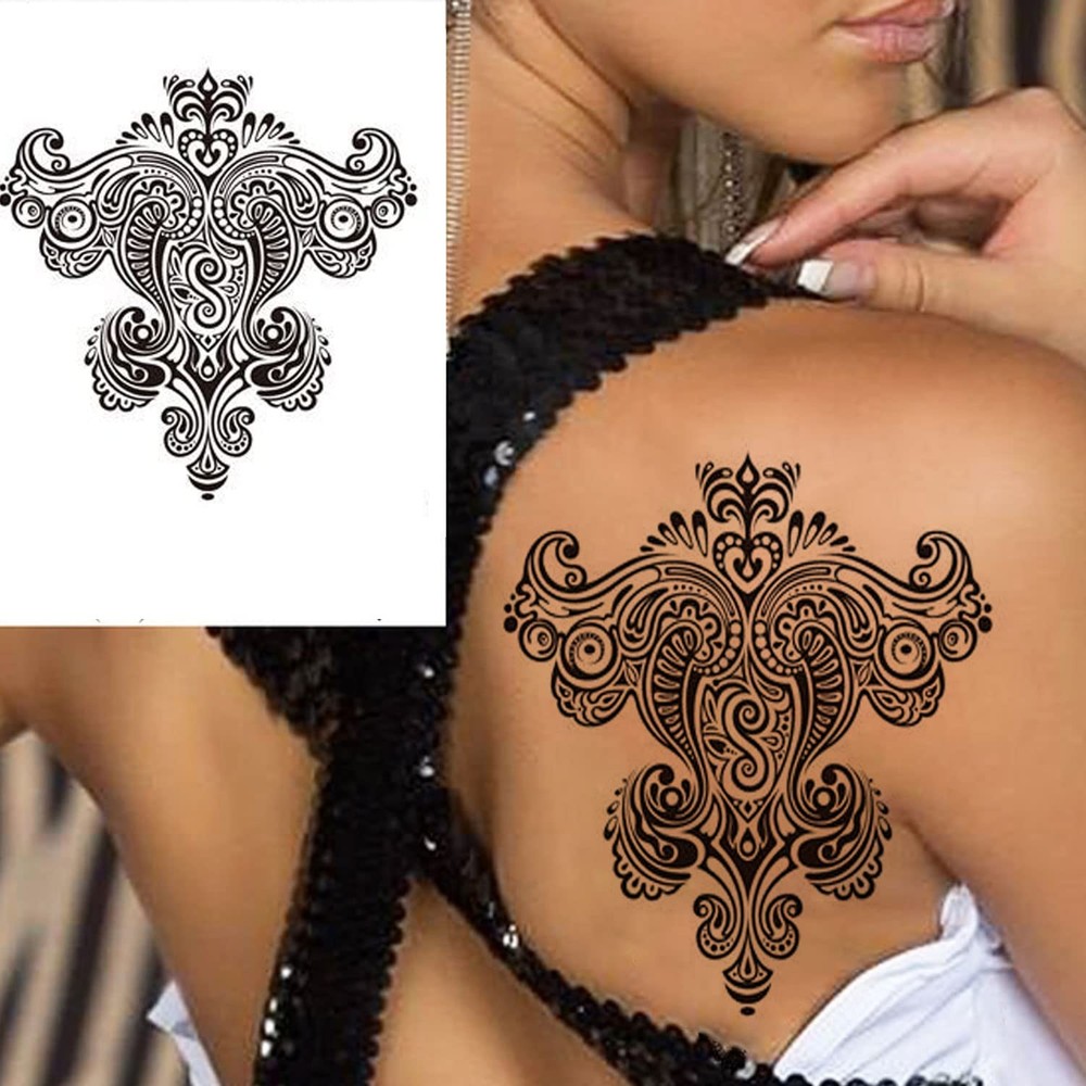 Henna Tattoos -20 Sheets Flower Temporary Medium, black