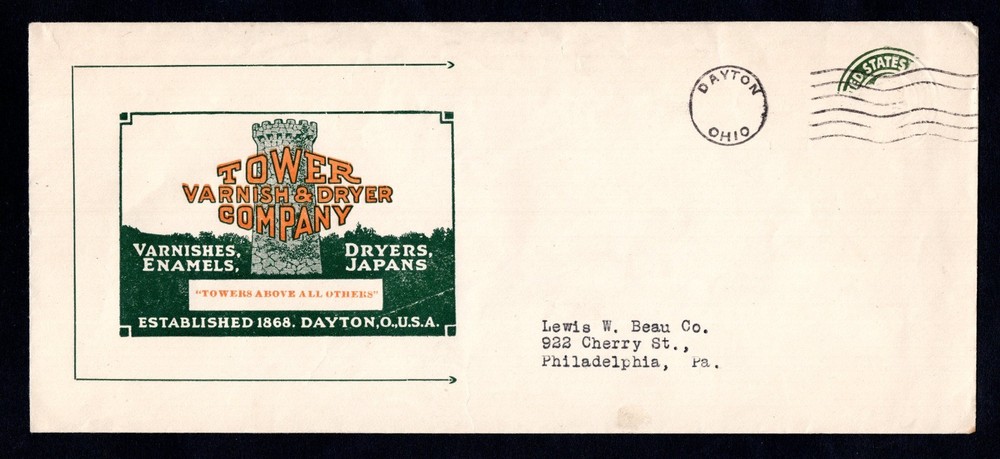 US 1915 ERROR ONE CENT STAMPED ENVELOPE SCOTT TYPE UP2 (9 1/2" SIZE)
