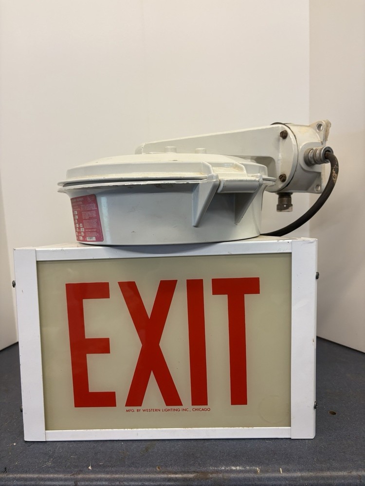 HAZARDOUS CONDITION EXIT LIGHT 3 SIDED