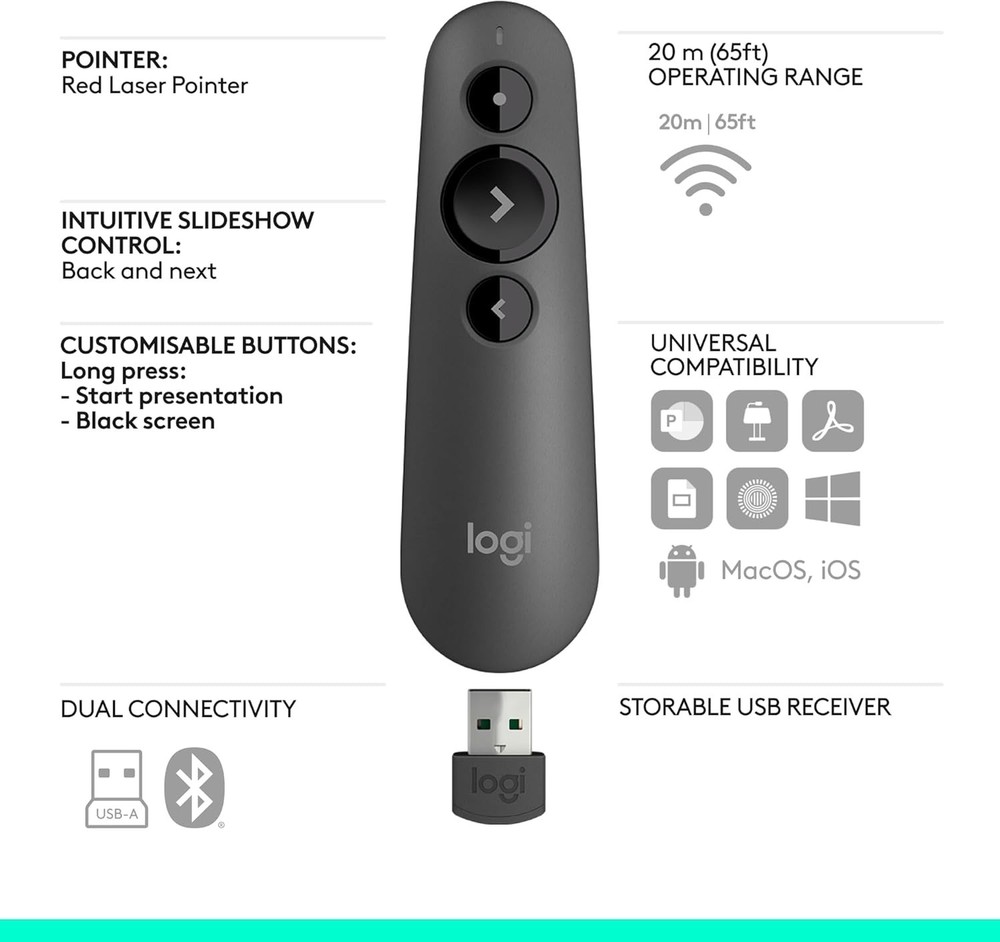 Wireless Presenter Clicker with Laser Pointer