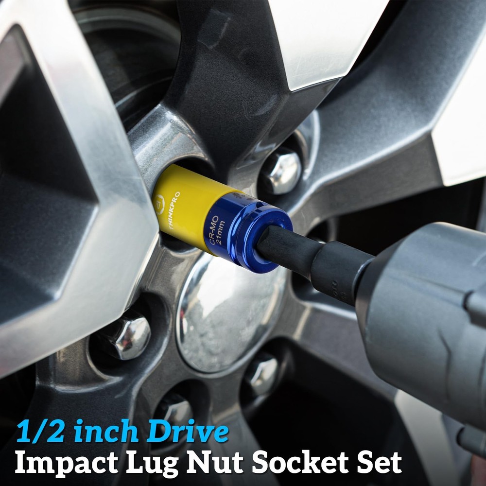 Thinkpro Impact Lug Nut Socket-8 Pieces Thin Wall Yellow