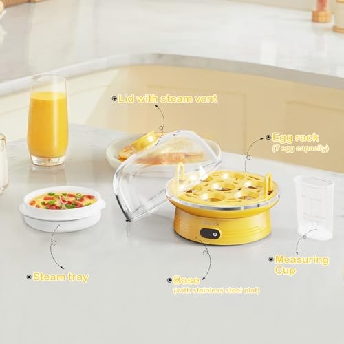 Easter Rapid Egg Cooker with Touchscreen – 7-Egg Capacity, Yellow