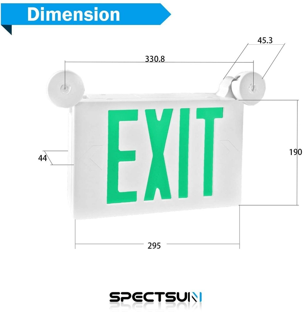 Spectsun 6 Packs LED Green Exit Sign&Emergency Lights Exit Sign Buniess/Home.
