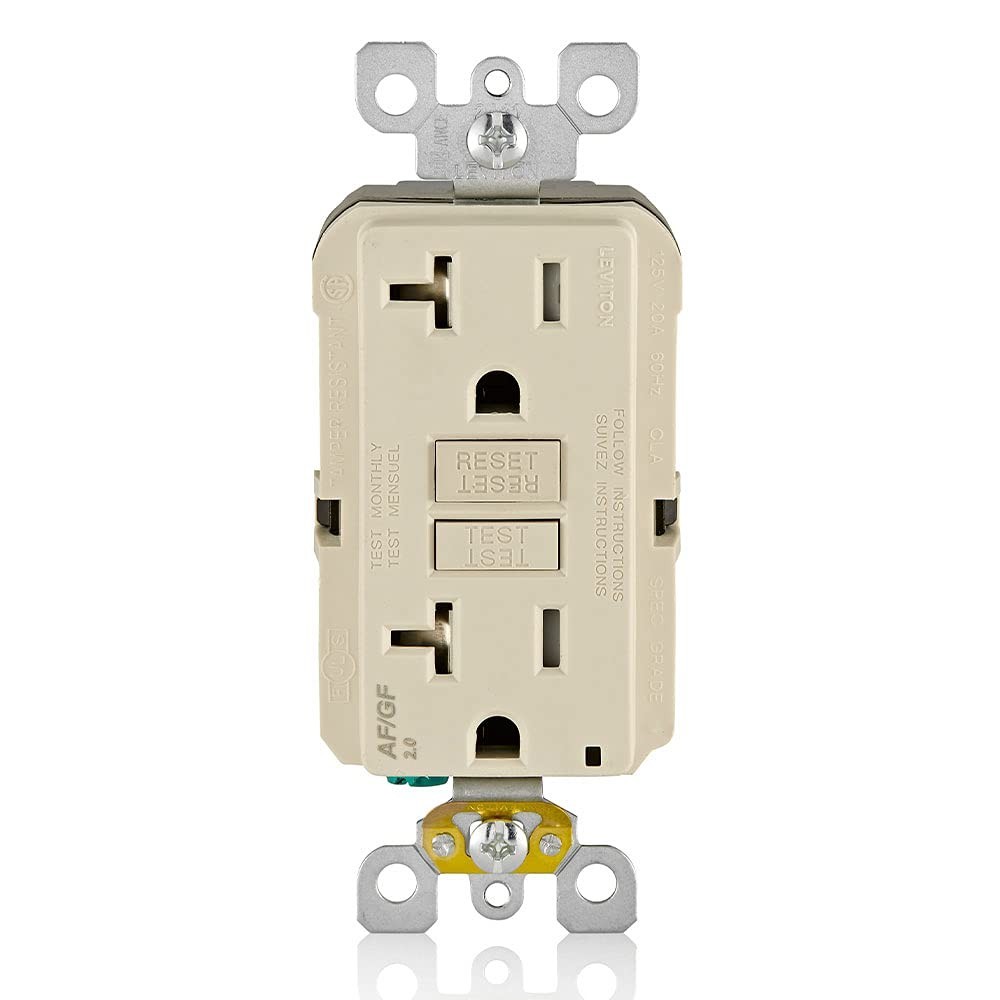 Leviton Smartlockpro Dual Function Outlet, 20A, Light Almond