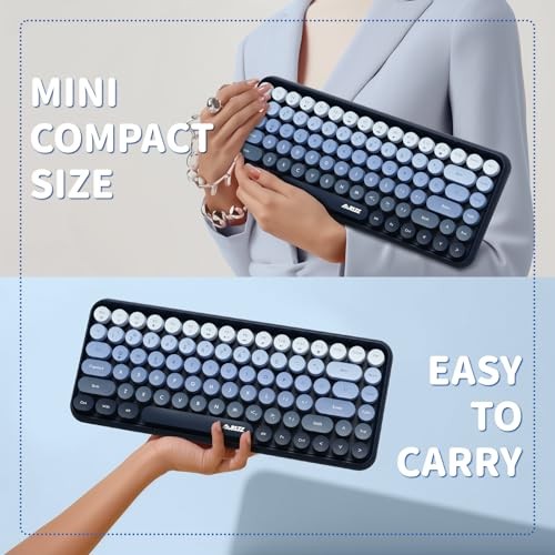 308i Wirelesstooth Keyboard, Retro Typewriter Design with Gradient Blue