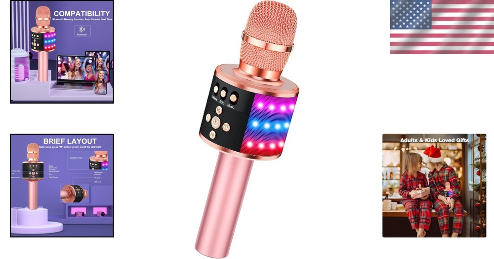 Karaoke Microphone for Singing - Portable Bluetooth Speaker