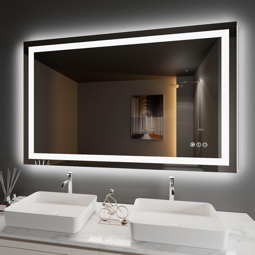 60'' X36'' LED Bathroom Mirror Dimmable Wall Vanity Mirror Vertical & Horizontal