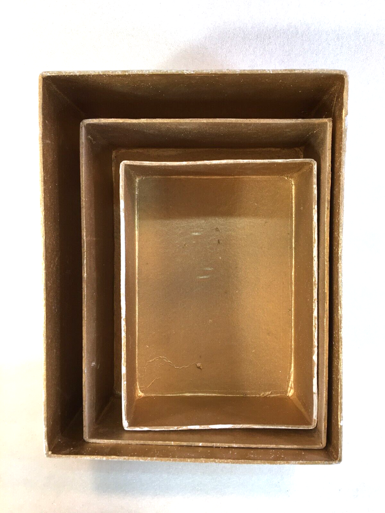 3 CHRISTMAS Nesting Gift Boxes Gold Christmas Tree