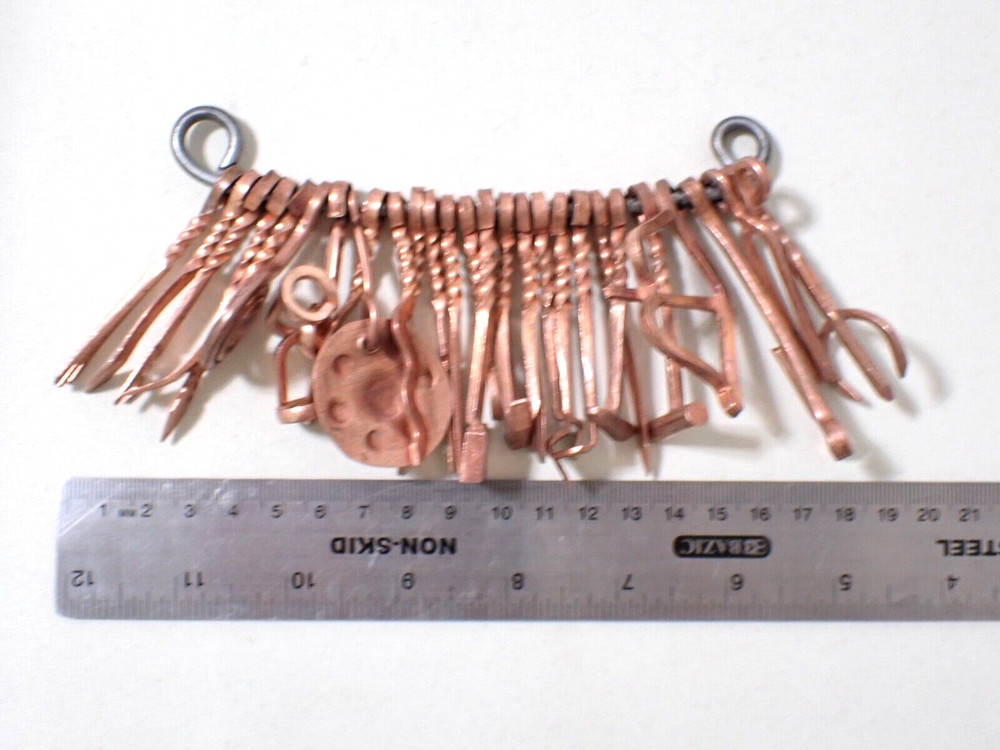 Mongolian Shaman Exorcism protective miniature 27 tools instrument Copper