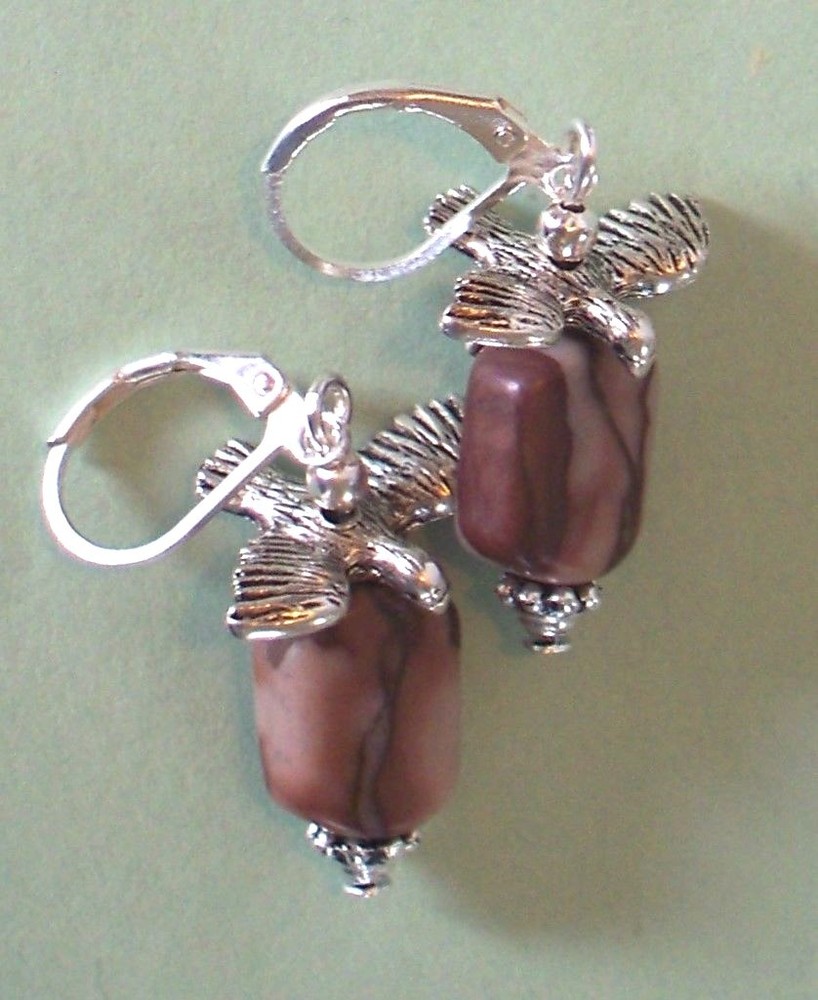 EAGLE on JASPER Southwestern theme drop earring SP artisan
