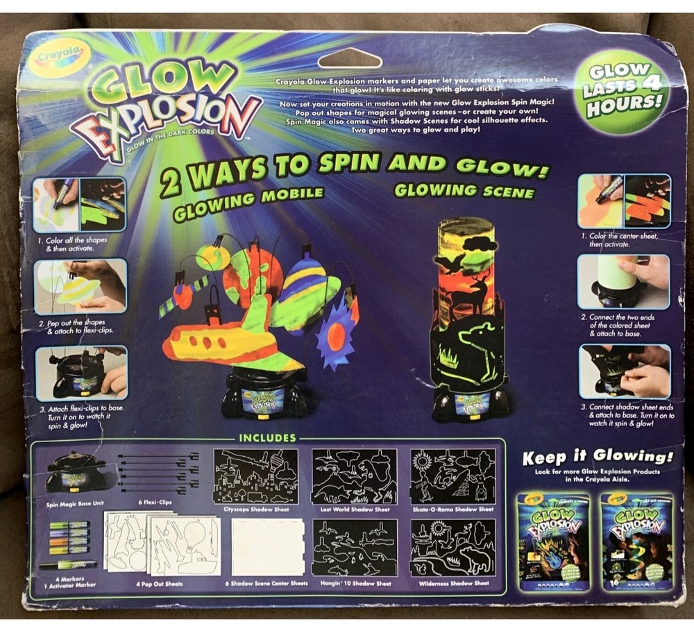 CRAYOLA GLOW EXPLOSION CREATE GLOWING SPIN MAGIC DISPLAYS HALLMARK AGES 6+