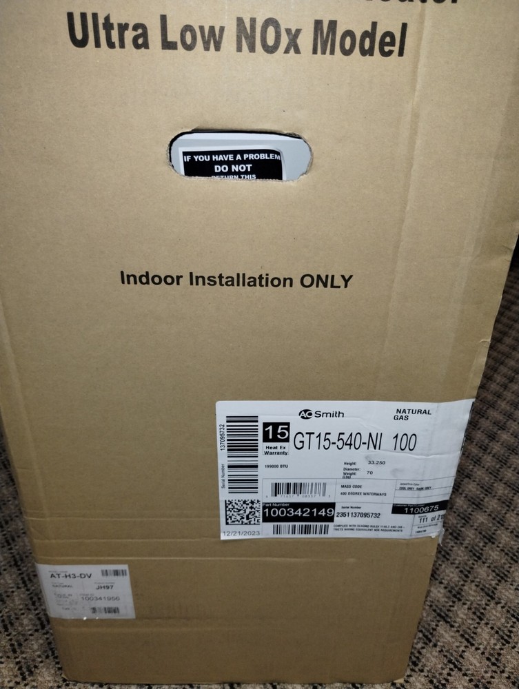 ao smith tankless water heater gt15-540-ni 199000 btu