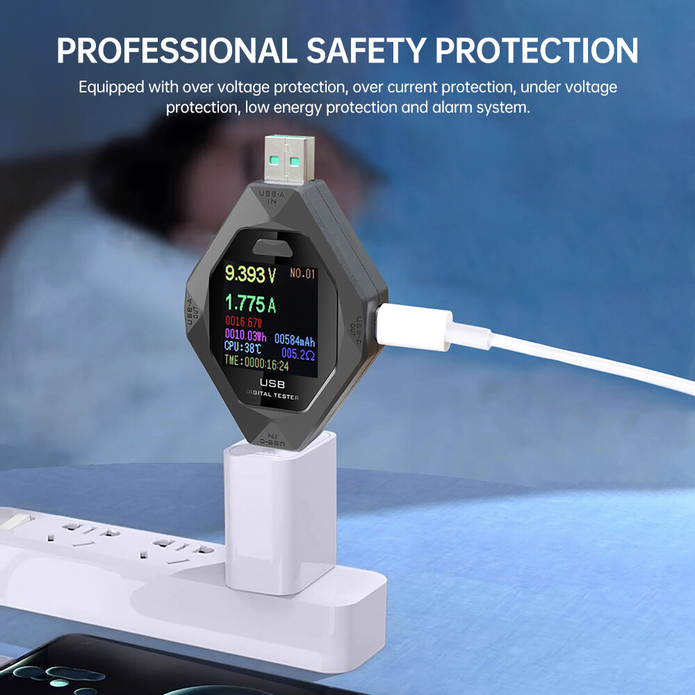 USB Type-C Digital Voltmeter Current Power Meter Multimeter DC 3.6-32V 0.1-8A