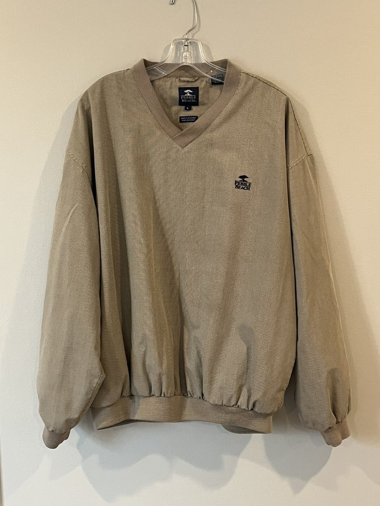 Pebble Beach Golf Jacket Large Tan  Pullover Windbreaker Men