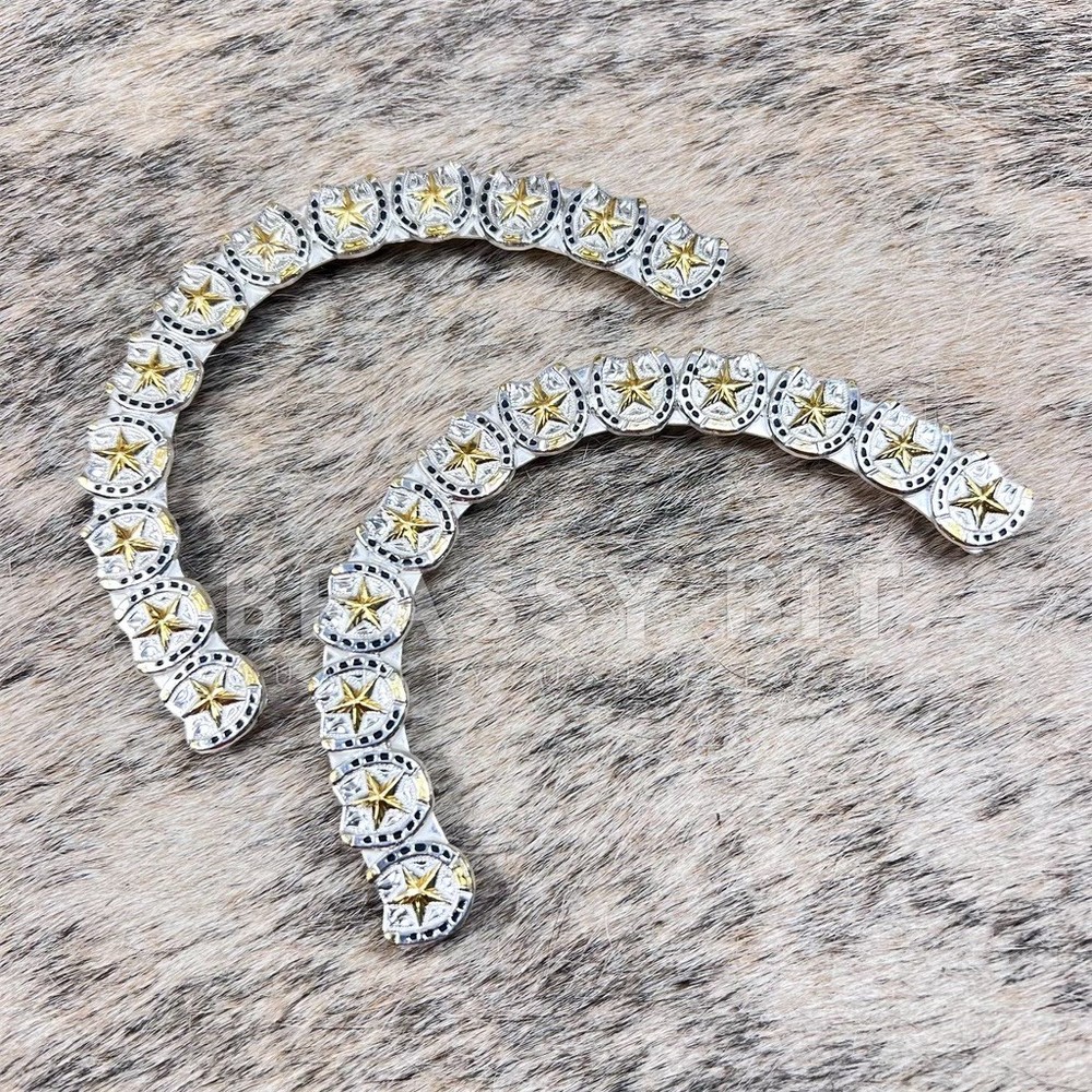 German Silver Engraved Headstall Ear Plates Pair