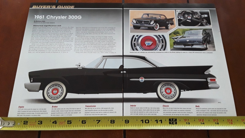 1961 CHRYSLER 300G  ORIGINAL  2013 ARTICLE