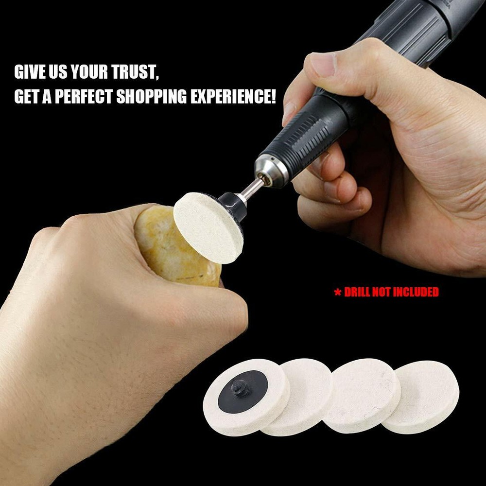 16PC 3" Quick Change Felt Buffing Disc Roll Lock Type R Compressed Wool Wheel