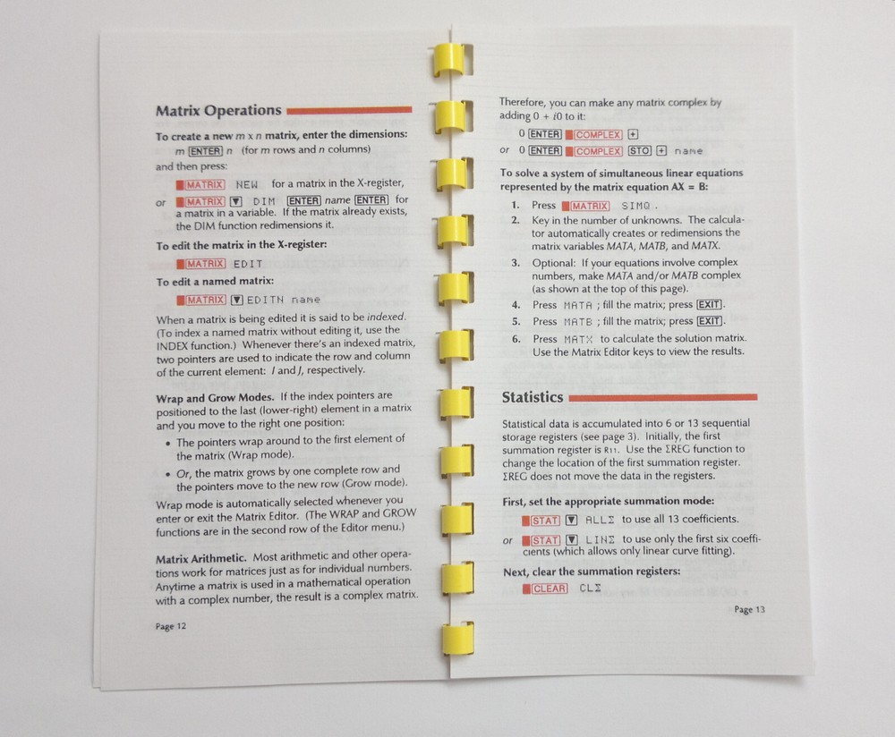 Hewlett Packard HP-42S Calculator Quick refeference Guide
