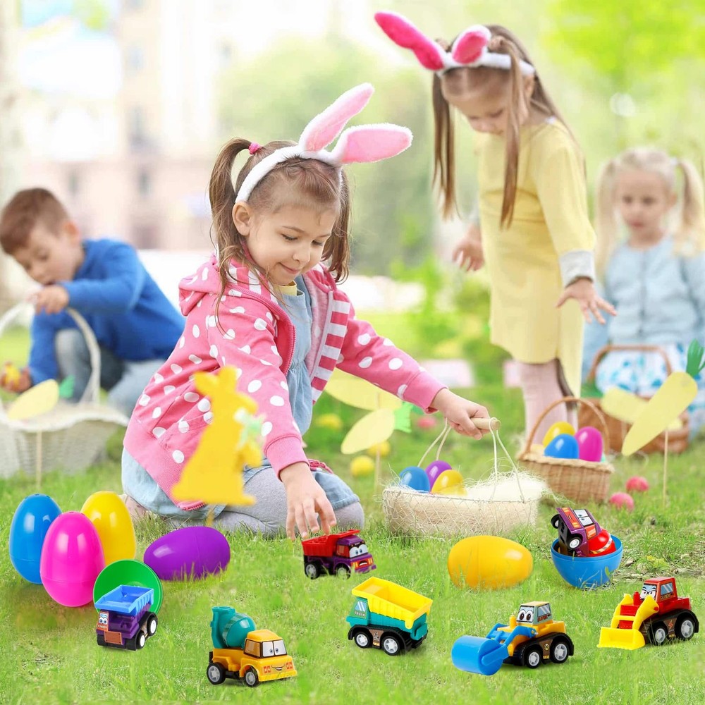 ZenBombs 12 Plastic Easter Eggs Filled with Pull-Back Engineering Multi-color