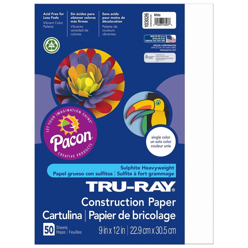 Tru-Ray Construction Paper 9x12" White