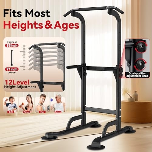 Power Tower Pull Up Dip Station Foldable, Pull Up Bar Station Black-04