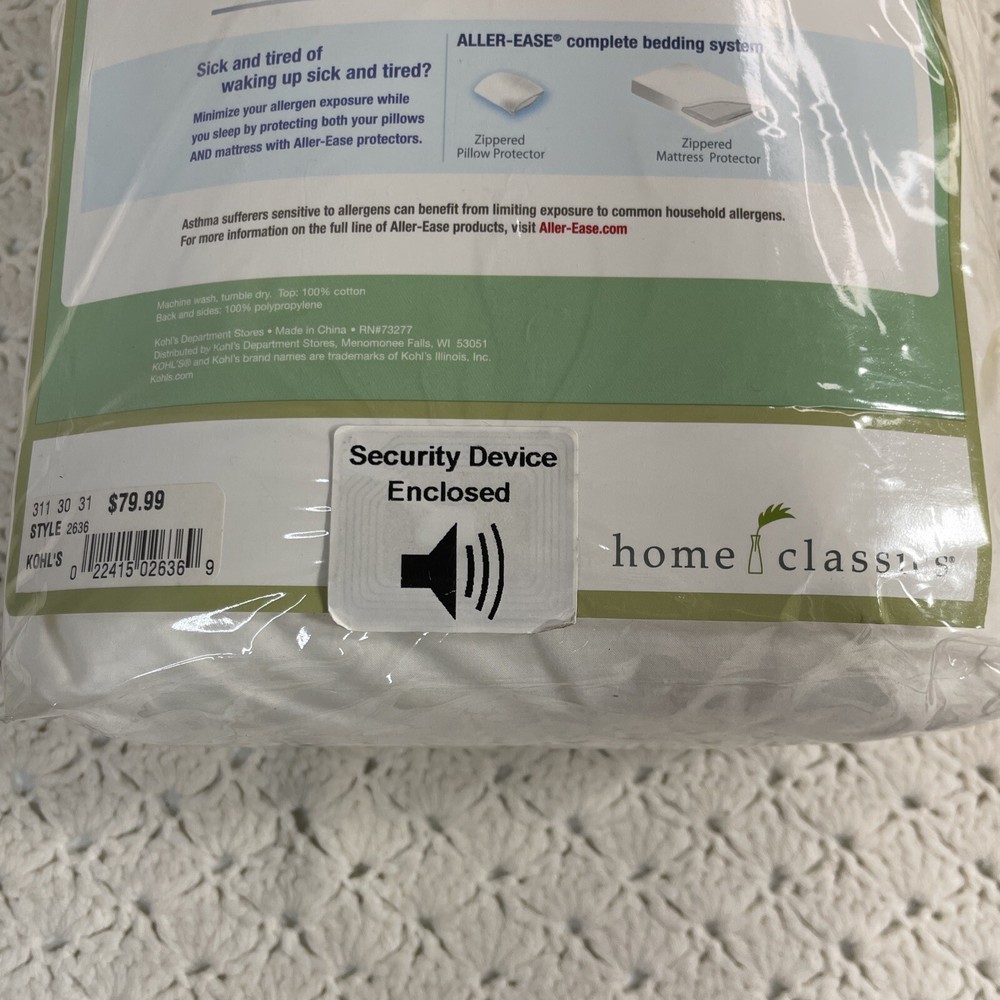 Allerease 100% Cotton Allergy Relief Zippered Mattress Protector, King NEW