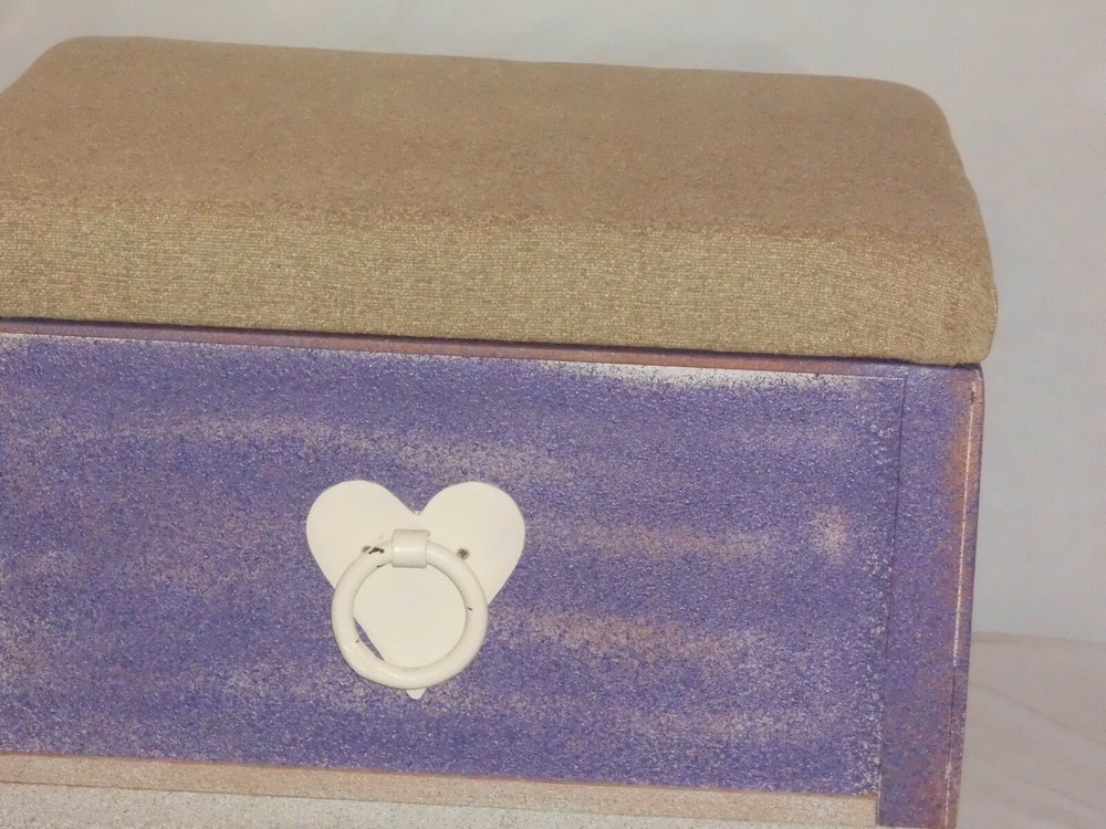 Purple Cream Ottoman/ Storage Box ( Primitive)